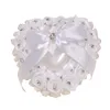 Романтическое белое кольцо подушка с горный хрусталь полиэстер роза в форме сердца кольцевая коробка свадебные принадлежности кольца подушки свадебные аксессуары