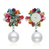 Partihandel-Pearl dangle örhängen för kvinnor lyxpärlor chandelier örhänge varm försäljning semester stil pärlor hängsmycken smycken 6 färger rosa
