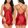 Sexy Slip Slip Sleepwear Roupa S￳lida Cor Salia Noturna de Backless Dresses Mini Sleepshirts Moda Mulheres Roupas e Presente de Sandy