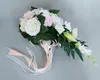 Rose Violet Blanc Mariée Bouquet De Fleurs 2021 Accessoires De Mariage Cristaux Demoiselle D'honneur Artificielle Main De Mariée Tenant Broche Flowers3044