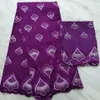 5 yards populairste paarse Afrikaanse katoenen stof met mooi patroon borduurwerk en 2 yards blouse netto kant set voor jurk BC63-6