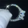 Vintage Court Jewelry 925 Sterling silver ring Princess cut Diamond Engagement wedding band rings for women Men Gift