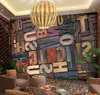 Vintage Letter Number Wallpaper 3D Giant Mural Painting bars KTV cafe Hallway restaurant decor Personality Wallpaper 000