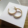 2020 New Trendy Gold Hammered Metal Geo Texture Irregular Minimalism Hoop Earrings Korean Fashion Chic Women Party Jewelry