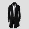 Mens Slim Trench Long Coat Jackets Winter Sleeved Double Breasted Overcoat Male Solid Color Windproof Outerwear Clothing