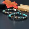 Stailess Steel Mens Bracelets Jewelry Wholesale 10pcs/lot Silver Buddha Bracelet With 8mm Natural Stone Beaded Jewelry For Party