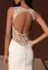 Mergulhando Decote Em V Sereia Vestidos de Casamento Keyhole Voltar Lace Lantejoulas Praia Vestidos de Casamento com Ilusão Detalhes Sexy robes de mariée