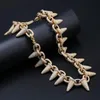 Новый Большой Тяжелый Spike Mens кубинский цепи Choker ожерелье 18мм золото Белое CZ Цирконий Stud Hiphop Рэпер Полный Diamond Jewelry подарков для Парней