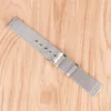 20mm 22mm 24 mm Solid Mesh Roestvrij staalriem met Pin Gesp Classic Gepolijst Silver Watch Band Strap Straight End
