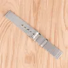 20mm 22mm 24mm Solid Mesh Rostfritt stålband med stiftspänne Klassisk polerad Silver Watch Band Strap Rakänd