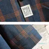 Fashion-Casual Mens Trois Quarts Chemise Japonais Streetwear Plaid Stripe Chemise Coréenne pour Hommes Flanelle Vintage Chemise Hommes Clothes215n