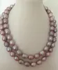 2 strands 12-13mm South Sea Baroque lavender pearl necklace 18