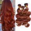 Cuivre Rouge Péruvien Vierge Extensions de Cheveux Vague de Corps # 33 Auburn Foncé Tisse Bundles de Cheveux Humains Brun Rougeâtre Remy Cheveux 3 Bundle Deals