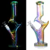 Alto brilho no cachimbo de ￡gua do bongueiro escuro PERC PERC TUBO STABE BONG PIPES CABENTE DAB RIG BUBBLER COM 14MM