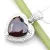 LUCKYSHINE Gioielli Brand New Cuore Rosso Granato Pietra preziosa Collane in argento sterling 925 Festa di festa Canada Messico Gioielli Gift229f