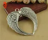 kolye Takı Yapımı bulgular 66x69mm için alaşım Angel Wings Kalp Charms Antik gümüş takılar kolye