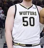 Benutzerdefinierte Ncaa Wofford Terriers Basketball-Trikots College MESSIAH JONES TRAY HOLLOWELL TREVOR STUMPE ZION RICHARDSON THEME-LIEBE Schwarz Gold