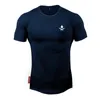 2019 Yeni Erkek T-shirt Spor Salonları Spor T-Shirt Crossfit Vücut Geliştirme Ince Gömlek Baskılı O-Boyun Kısa Kollu Pamuk Tişört Tops
