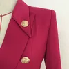 Premium New Style Toppkvalitet Original Design Kvinnors Double-Breasted Classic Blazer Slim Jacket Metal Buckles Red Coat Outwear 1907