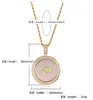 18K Real Gold Plated Full CZ Zircon US Dollar Sign Money Bag Round Rotating Pendant Necklace Chain Hip Hop Rapper Jewelry Gifts for Boys
