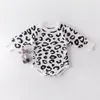 bebê Menina Roupas de grife Malha Romper Manga comprida O-pescoço Leopardo estampa romper 100% algodão Primavera Outono Roupa de bebê quente 0-24 meses