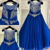 Королевский синий детское театрализованное платье 2019 года Маленькие мисс кристаллы со стразами Длинные подстилки для девочек Вечернее платье из шифона для детей Вечернее платье