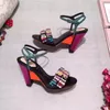 Горячая распродажа-роскошь дизайнер женская обувь цветные бриллианты натуральные кожаные сандалии в форме женской обуви US11