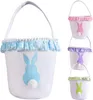 13Styles Pasen Basket Canvas Konijn Buckets Lace Pasen Bunny Bags Manden Kinder Snoep Tote Handtassen Egg Hunt Opbergtas door zee GGA3194