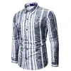 Camisa de Rayas de Lujo Camisa العمودي الشارع الشهير الاجتماعي Alta Calidad Nuevo عارضة Ajustado Fit Vestir الفقرة Hombres Coreanos