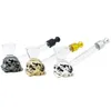 11CM Creative Straight Metal Dog Animal Transparent Glass Pipe