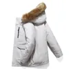 Winter Men Long White Duck Down Jacket Business Moda espessa de colarinho quente parka casacats machos roupas1 phin22