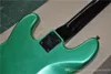 4 Strings Metallic Green Body Electric Bass Guitar med fast bro, svarta tuners och bro, kan anpassas