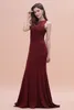 Syrenka Burgundia Formalne Suknie Wieczorowe Bez Rękawów Klejnot Neck Koronki Aplikacja Crystal Satin Graduation Prom Party Gown Plus Size