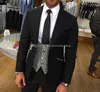 Przystojny Czarny Groom Tuxedos Notch Lapel Man Business Garnitur Wedding Party Blazer Kamizelki Spodnie Zestawy (Kurtka + Spodnie + Kamizelka + Krawat) K48