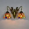 American Tiffany style mermaid corridor double headed wall lamps creative stained glass wall lights bar corridor aisle glass lamp TF062