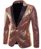 Magnifique manteau de spectacle en or Rose pour hommes, veste de costume à paillettes brillantes, Blazer à un bouton, smoking pour fête, mariage, Banquet, bal