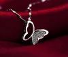 Fashion- Silver Plated Butterfly Pendant Necklace Charms Animal Bohemian Statement Crystal Jewelry for Women Christmas Gift