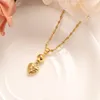 Zestawy biżuterii w kształcie serca klasyczne naszyjniki zestaw kolczyków drobne złoto GF arabska/afryka ślubna panna młoda posag kobiety dziewczęta gif