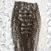 Haarprodukt, indisches Afro-Haar mit verworrener lockiger Webart, Remy-Haarspange, 8 Stück und 100 g/Set