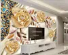 Papel pintado de foto 3D estéreo agraciado Huagui jade tallado peonía pavo real 3D Mural sala de estar dormitorio telón de fondo pared 3D Mural papeles de pared