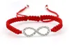 20 stks / partij Crystal Infinity Love Charm Gevlochten Armband Red Touw Armband voor Vrouwen Mannen Verstelbare Handgemaakte Armband