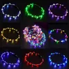 Corona di fiori Fascia per capelli Corona Luminoso 10 LED Copricapo di fiori Copricapo per ragazze Night Party LX5019