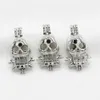 10pcs Silver Skull Head Crossbones Pearl Cage Jewelry Accessories Lockets Diffuser Cage Pendant Perfume Essential Oil Necklace