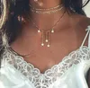 New Fashion Choker Double Horn Necklace Crescent Water Drop Star Moon Necklace Chokers Boho Jewelry Minimal Girlfriend Gift Epacket