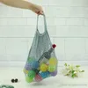 2020 Nova Malha saco de compras reutilizável Cordas Fruit armazenamento Bolsa Totes Mulheres da compra tecidos de malha Net Bag Loja Sacola do mantimento