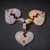 Collier Hip Hop pour hommes, pendentif en forme de cœur brisé glacé, bijoux à la mode, 291V