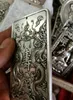 China Tibetan silver Carved scriptures Pendant Double dragon "Shou" Waist tag