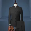 Costume 3 pièces pour hommes, Style chinois, col montant, costume pour marié de mariage, coupe cintrée, grande taille 4XL, ensemble Blazer, smoking (veste + pantalon + gilet)