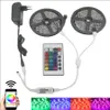 5 متر 10 متر 15 متر rgb led قطاع سلسلة ضوء ضوء ماء fiexble ضوء الصمام الشريط الشريط 5050 مصابيح الصمام مع وحدة تحكم التوصيل الطاقة