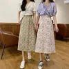 Saias Maxi Skirt Womens Womens Cintura alta 2021 Harajuku Venda Itens Vintage Streetwear Boutique Floral Chiffon Skirts1